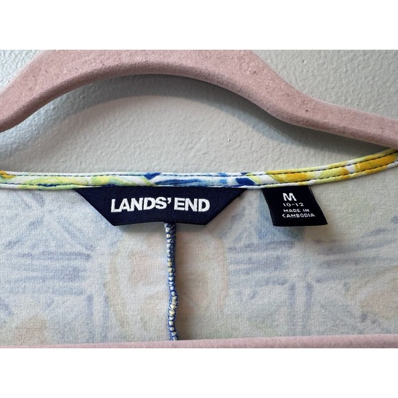 Lands End Fit & Flare Dress Lemon Lime Print Pockets Pullover M (10-12) EUC - Picture 3 of 11